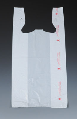 12` x 7` x 23` Low Density Environmentally Friendly T-Shirt Bag - White (.8 mil)